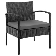 Noli Patio 4-Person Conversation Set with Coffee Table with Grey Cushions - Ornate Home