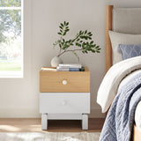 Nolia Oak/White 2-Drawer Color Block Nightstand - Ornate Home
