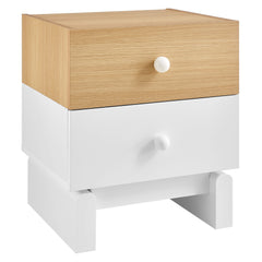 Nolia Oak/White 2-Drawer Color Block Nightstand - Ornate Home