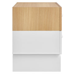 Nolia Oak/White 2-Drawer Color Block Nightstand - Ornate Home