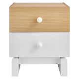 Nolia Oak/White 2-Drawer Color Block Nightstand - Ornate Home