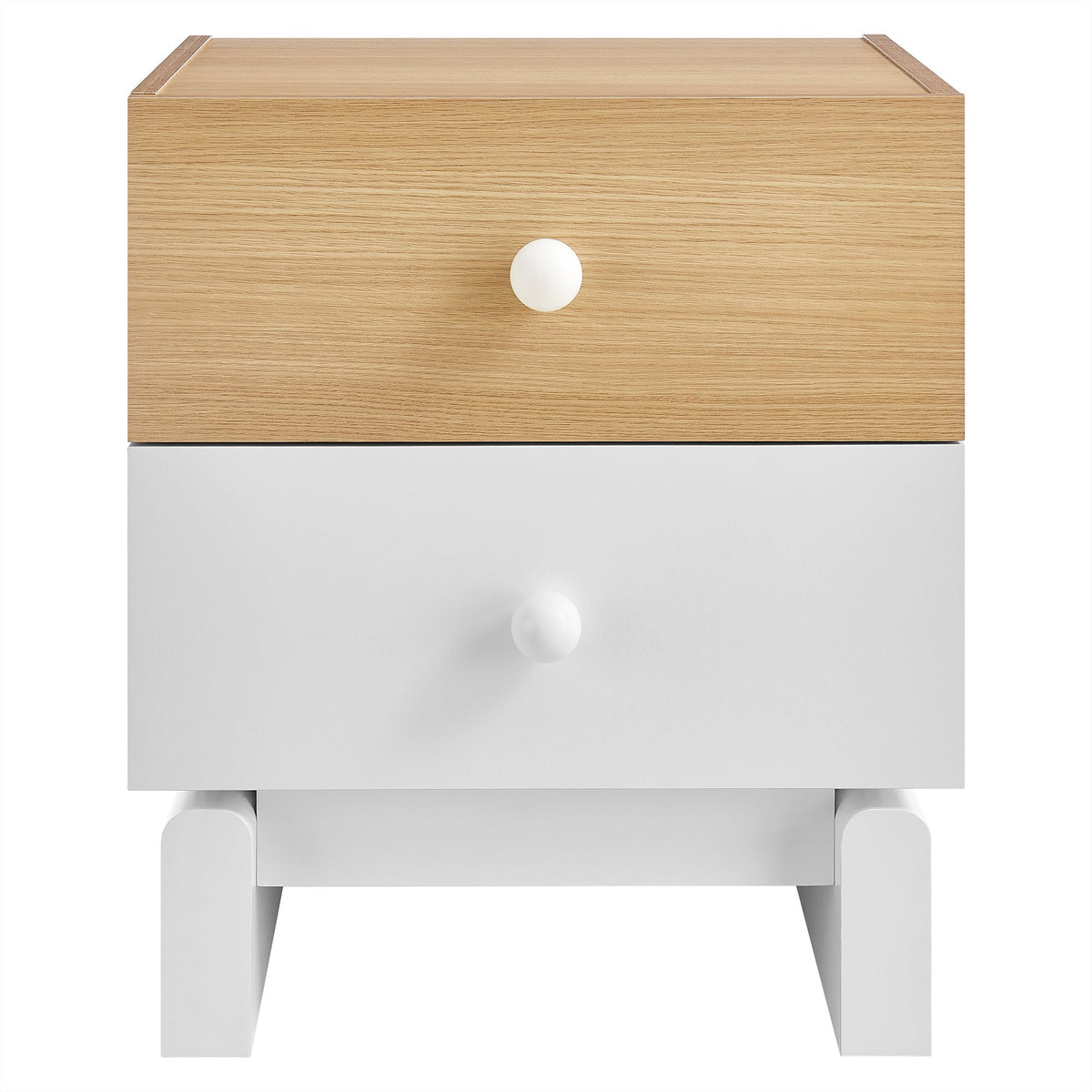 Nolia Oak/White 2-Drawer Color Block Nightstand - Ornate Home