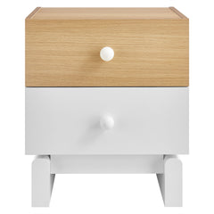 Nolia Oak/White 2-Drawer Color Block Nightstand - Ornate Home