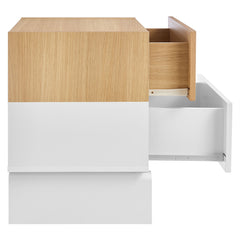 Nolia Oak/White 2-Drawer Color Block Nightstand - Ornate Home