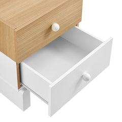 Nolia Oak/White 2-Drawer Color Block Nightstand - Ornate Home