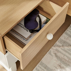 Nolia Oak/White 2-Drawer Color Block Nightstand - Ornate Home
