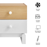 Nolia Oak/White 2-Drawer Color Block Nightstand - Ornate Home