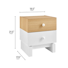 Nolia Oak/White 2-Drawer Color Block Nightstand - Ornate Home