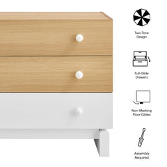 Nolia Oak/White 3-Drawer Color Block Dresser - Ornate Home