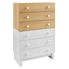 Nolia Oak/White 6-Drawer Color Block Dresser Chest - Ornate Home