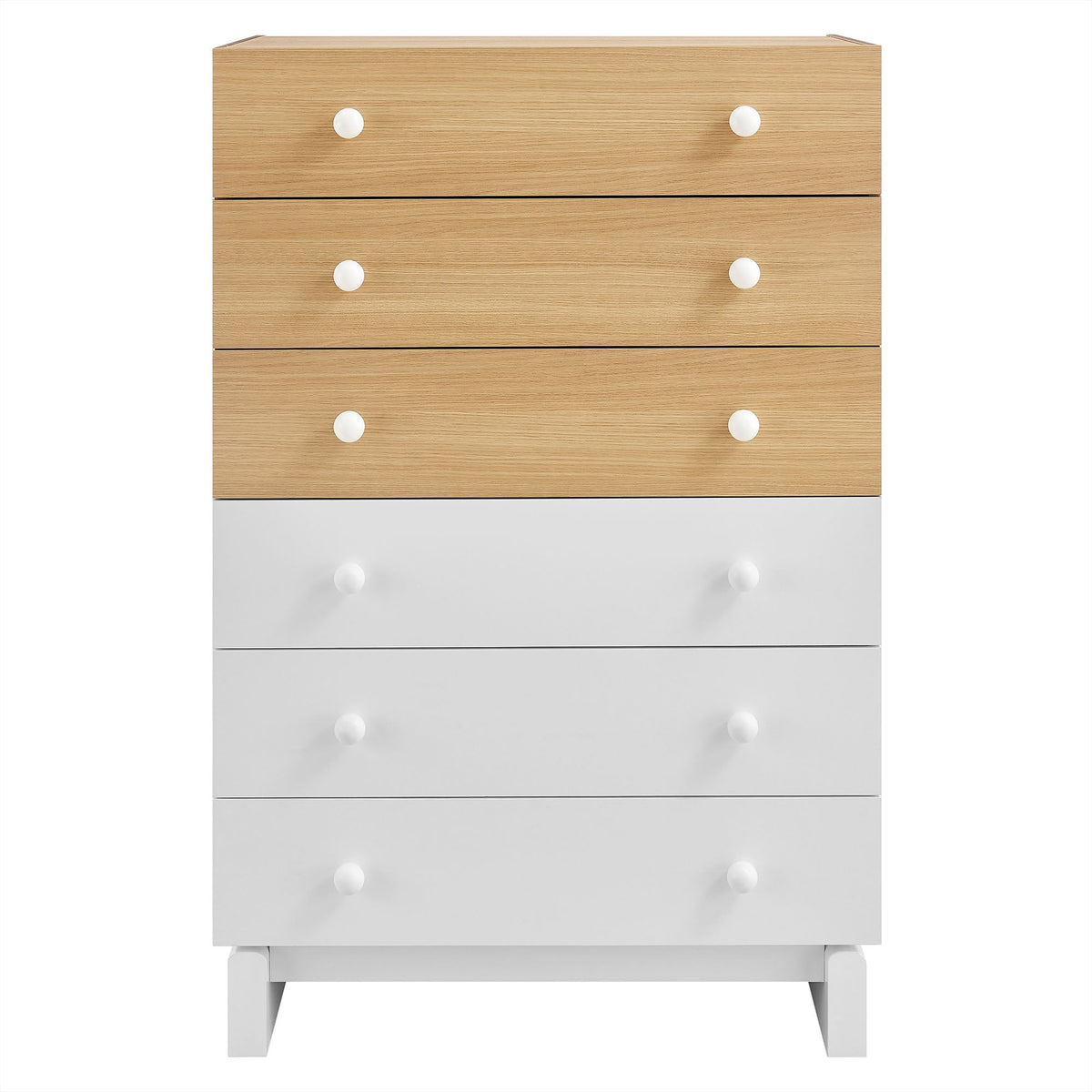 Nolia Oak/White 6-Drawer Color Block Dresser Chest - Ornate Home