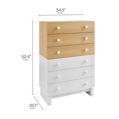 Nolia Oak/White 6-Drawer Color Block Dresser Chest - Ornate Home