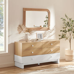Nolia Oak/White 6-Drawer Color Block Dresser - Ornate Home