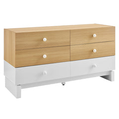 Nolia Oak/White 6-Drawer Color Block Dresser - Ornate Home