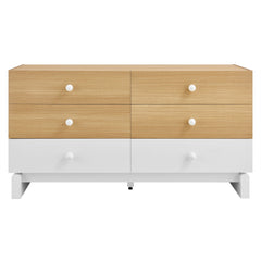 Nolia Oak/White 6-Drawer Color Block Dresser - Ornate Home