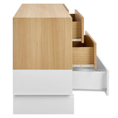 Nolia Oak/White 6-Drawer Color Block Dresser - Ornate Home