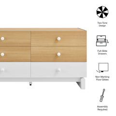 Nolia Oak/White 6-Drawer Color Block Dresser - Ornate Home