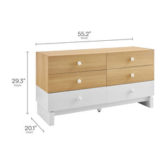 Nolia Oak/White 6-Drawer Color Block Dresser - Ornate Home