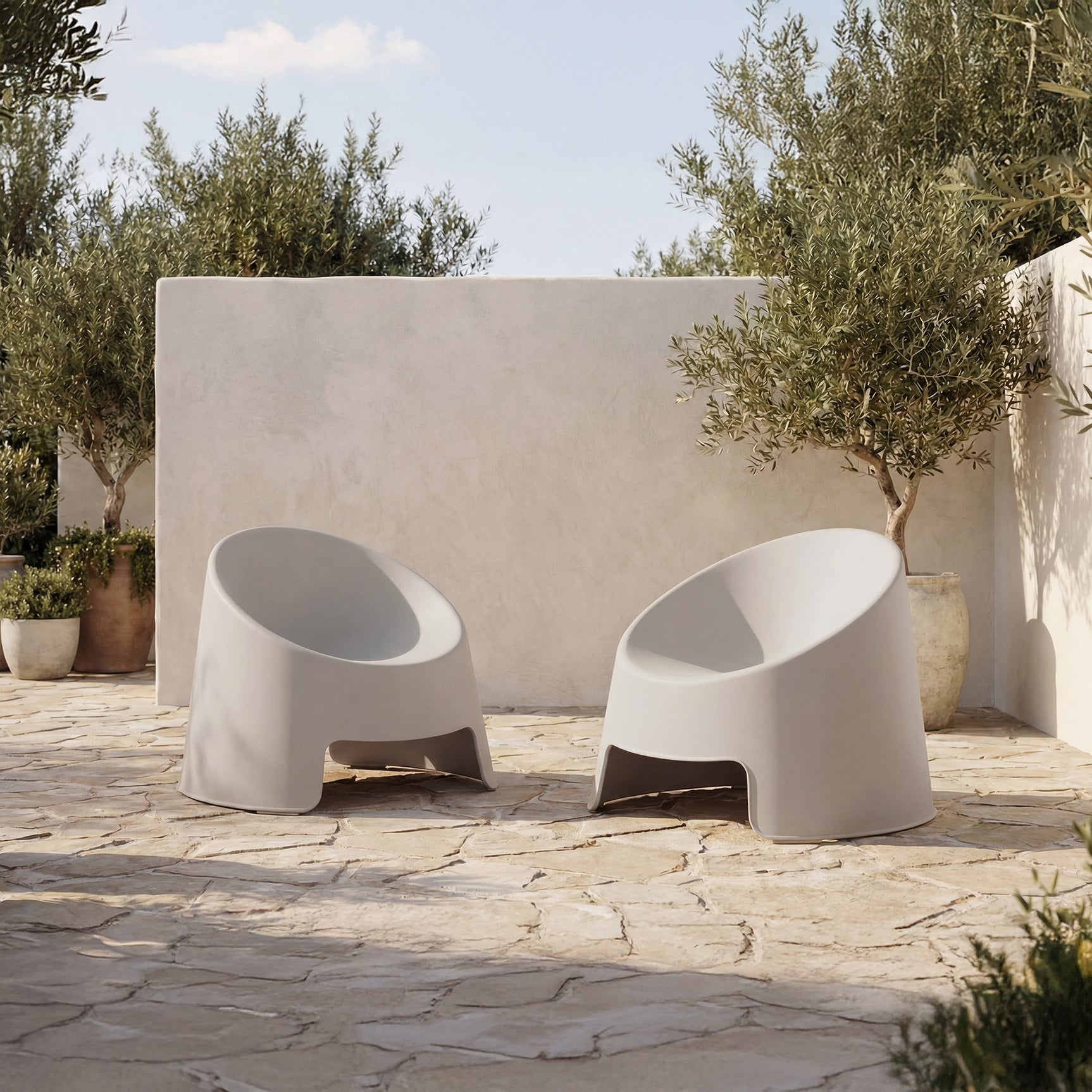 Nolla Light Grey Outdoor Accent Chair (Set of 2) - Ornate Home