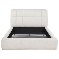 Nollet Cream 48-inch Upholstered Queen Panel Platform Bed - Ornate Home