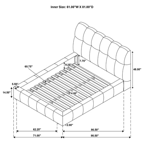 Nollet Cream 48-inch Upholstered Queen Panel Platform Bed - Ornate Home