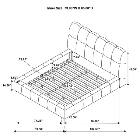 Nollet Grey 48-inch Upholstered California King Platform Bed - Ornate Home
