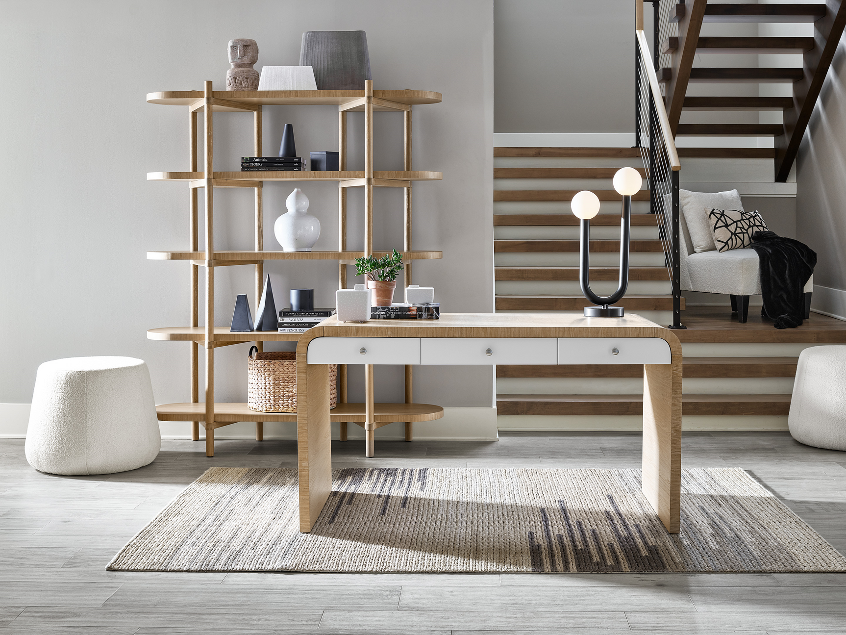 Nomad White Oak/Glacier Desk - Ornate Home