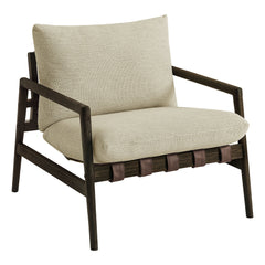 Nomi Dark Brown/Sand Outdoor Patio Teak Wood Sling Chair - Ornate Home