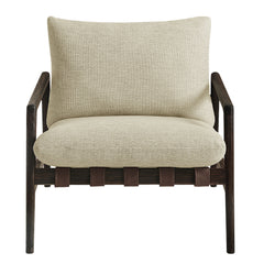 Nomi Dark Brown/Sand Outdoor Patio Teak Wood Sling Chair - Ornate Home