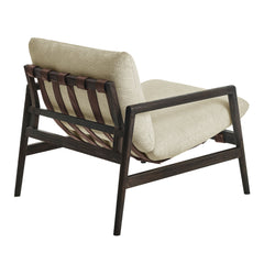 Nomi Dark Brown/Sand Outdoor Patio Teak Wood Sling Chair - Ornate Home