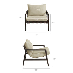 Nomi Dark Brown/Sand Outdoor Patio Teak Wood Sling Chair - Ornate Home