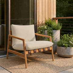 Nomi Natural/Sand Outdoor Patio Teak Wood Sling Chair - Ornate Home