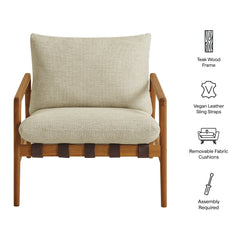 Nomi Natural/Sand Outdoor Patio Teak Wood Sling Chair - Ornate Home