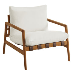 Nomi Natural/White Outdoor Patio Teak Wood Sling Chair - Ornate Home