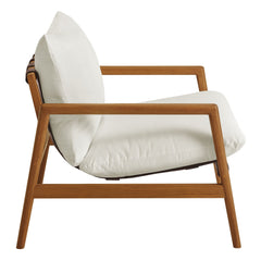 Nomi Natural/White Outdoor Patio Teak Wood Sling Chair - Ornate Home