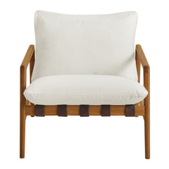 Nomi Natural/White Outdoor Patio Teak Wood Sling Chair - Ornate Home