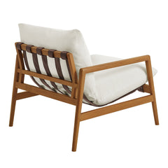 Nomi Natural/White Outdoor Patio Teak Wood Sling Chair - Ornate Home