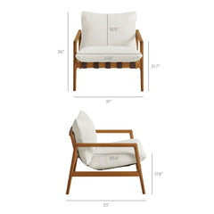 Nomi Natural/White Outdoor Patio Teak Wood Sling Chair - Ornate Home