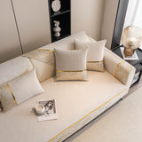 Non-Slip Couch Cover with Gold Trim, Sofa Slipcover for Sectional & Loveseat - Ornate Home