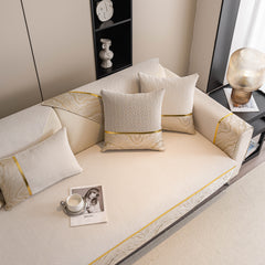 Non-Slip Couch Cover with Gold Trim, Sofa Slipcover for Sectional & Loveseat - Ornate Home