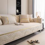 Non-Slip Couch Cover with Gold Trim, Sofa Slipcover for Sectional & Loveseat - Ornate Home