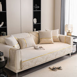 Non-Slip Couch Cover with Gold Trim, Sofa Slipcover for Sectional & Loveseat - Ornate Home
