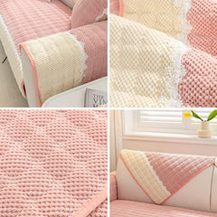 Non-Slip Sectional Couch Cover with Lace, Furniture Protector for Dogs, Pets, and Kids I - Ornate Home