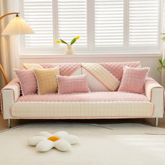 Non-Slip Sectional Couch Cover with Lace, Furniture Protector for Dogs, Pets, and Kids I - Ornate Home