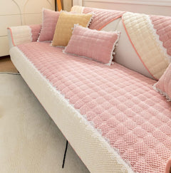 Non-Slip Sectional Couch Cover with Lace, Furniture Protector for Dogs, Pets, and Kids I - Ornate Home