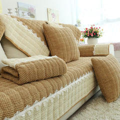 Non-Slip Sectional Couch Cover with Lace, Furniture Protector for Dogs, Pets, and Kids I - Ornate Home