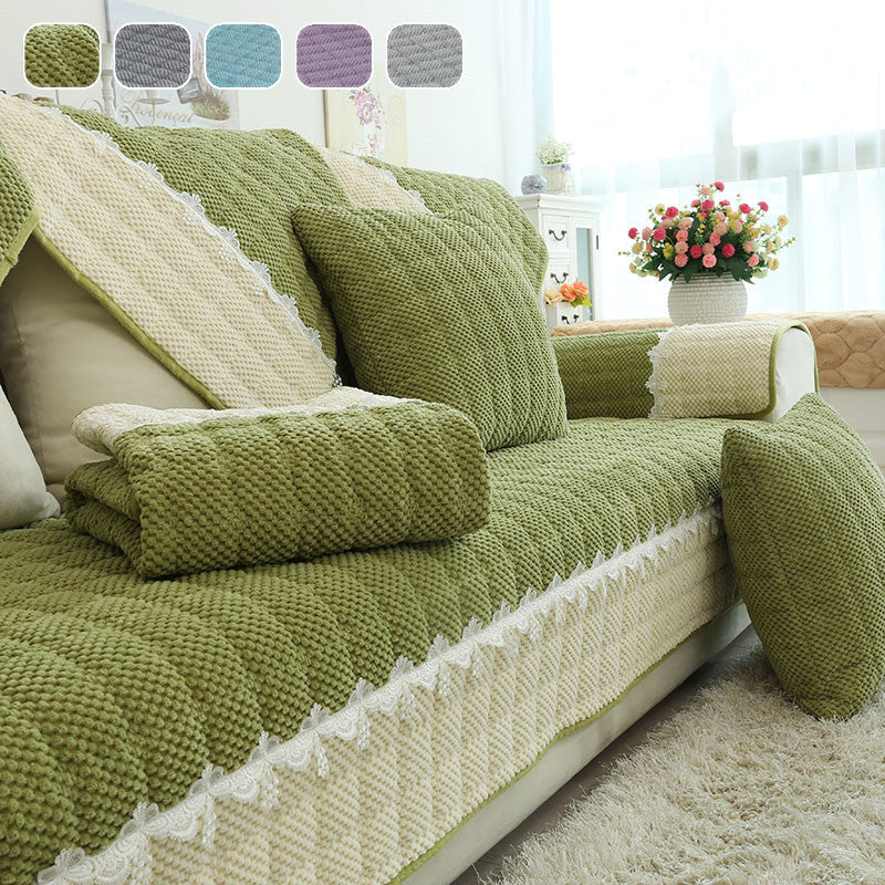 Non-Slip Sectional Couch Cover with Lace, Furniture Protector for Dogs, Pets, and Kids II - Ornate Home