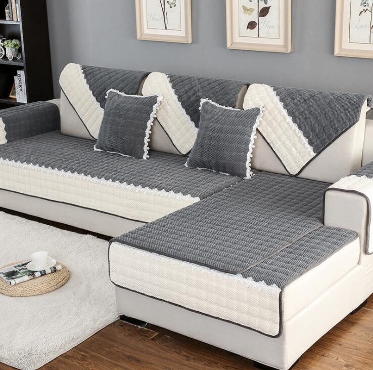 Non-Slip Sectional Couch Cover with Lace, Furniture Protector for Dogs, Pets, and Kids II - Ornate Home