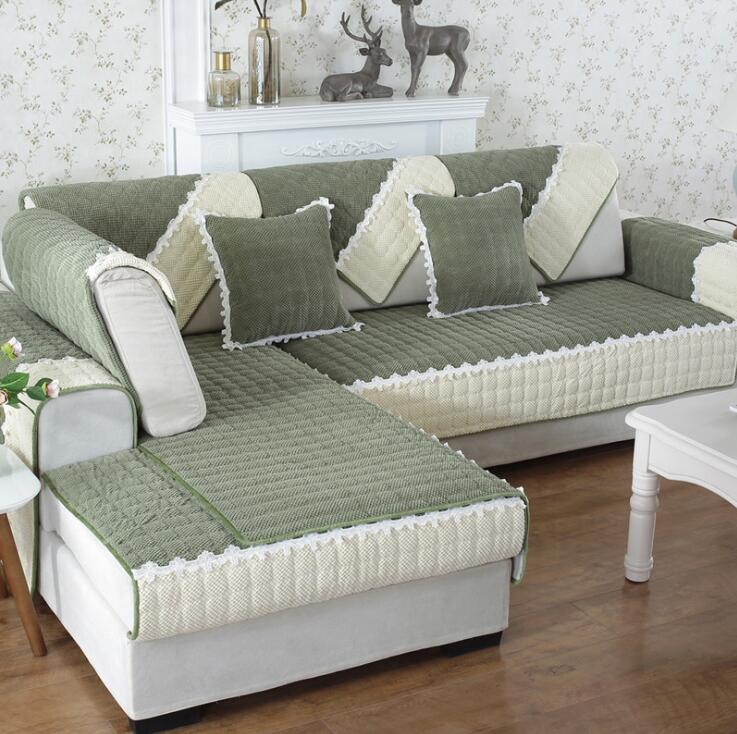 Non-Slip Sectional Couch Cover with Lace, Furniture Protector for Dogs, Pets, and Kids II - Ornate Home