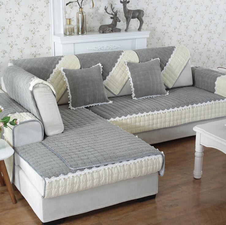 Non-Slip Sectional Couch Cover with Lace, Furniture Protector for Dogs, Pets, and Kids II - Ornate Home